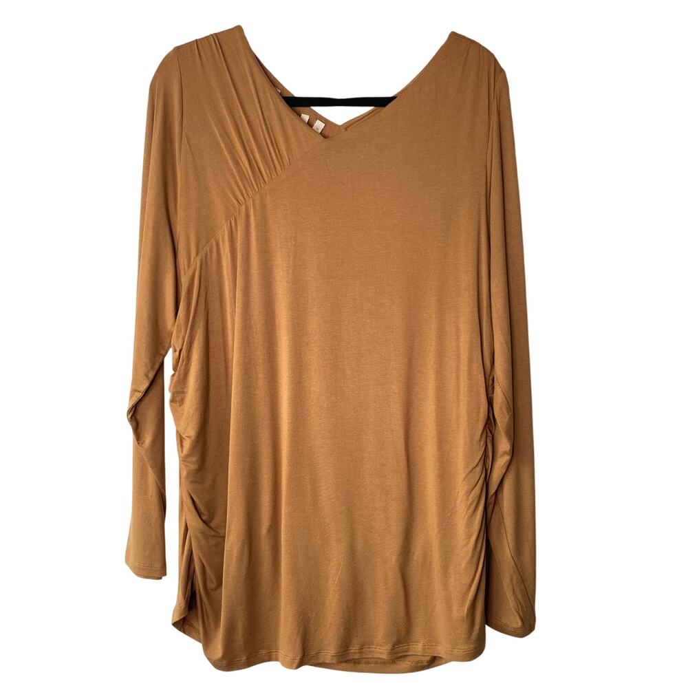 Soft Surroundings NWT Hazelnut Brown Soft Linette Longsleeve Top Size 1X
